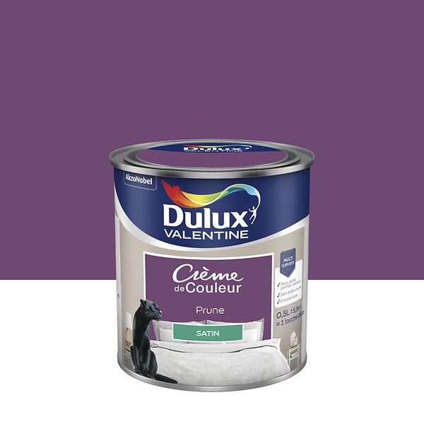 DULUX VALENTINE - Peinture Crème de Couleur - Prune - Satin - 0,5L - large