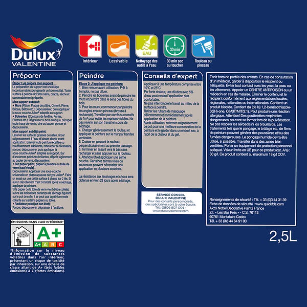 DULUX VALENTINE - Peinture Crème de Couleur - Grain de Sable - Mat - 2,5L - large