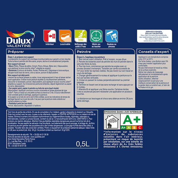 DULUX VALENTINE - Peinture Crème de Couleur - Ocre Doré - Mat - 0,5L - large
