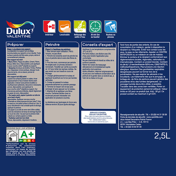 DULUX VALENTINE - Peinture Crème de Couleur - Chamallow - Satin - 2,5L - large
