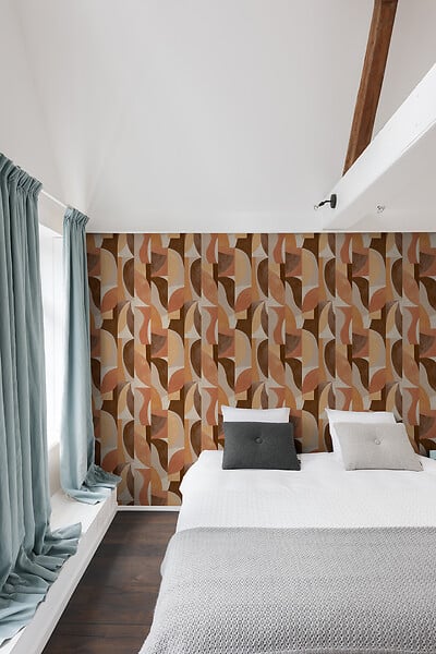 GRANDECO - Papier peint Dufy all over terracotta - L10xl0,53m - large