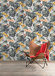 GRANDECO - Papier vinyle motif paradiso gris jaune - vignette