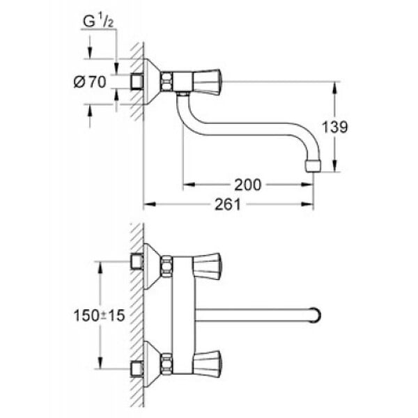 GROHE - mitigeur évier mural chromé - 31187001 - large