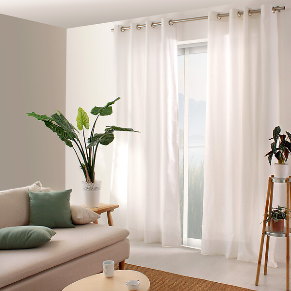 C MA DECO - Rideau en coton - Œillets - Blanc - 135x240cm - large