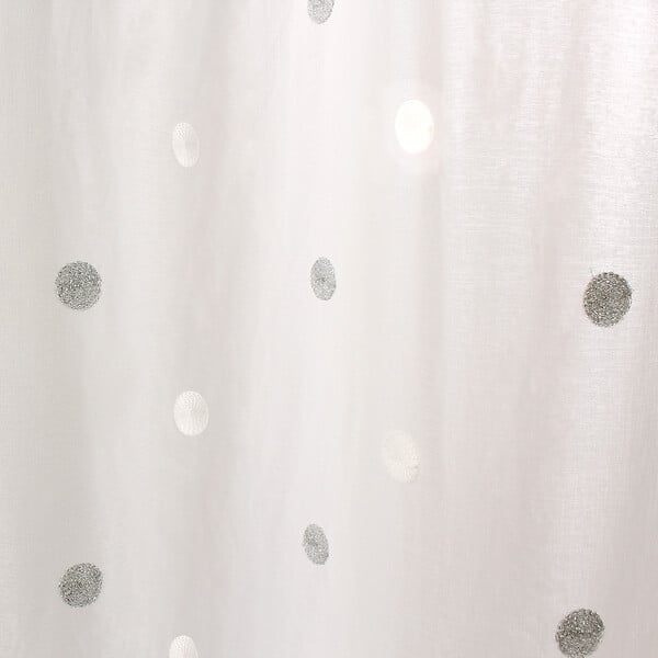 C MA DECO - Paire de voilages pois brodé finition droite 2x60x120cm blanc argent - large