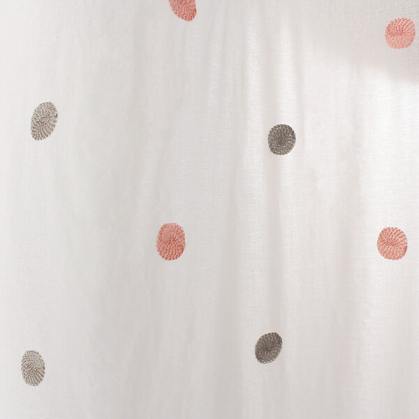C MA DECO - Paire de voilages pois brodé finition droite 2x60x160cm gris rose - large