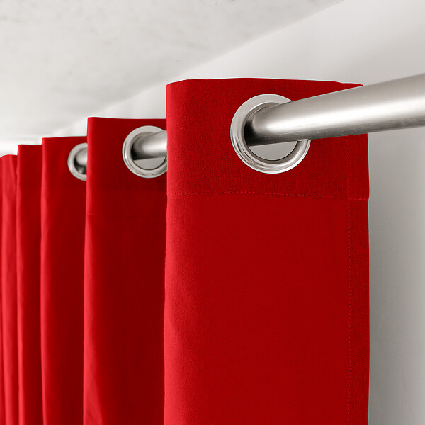 C MA DECO - Rideau en coton - Œillets - Rouge - 135x240cm - large