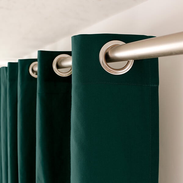 C MA DECO - Rideau en coton - Œillets - Vert foncé - 135x240cm - large