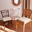 C MA DECO - Galette de chaise avec nouettes - Piquée 16 points - Écru - 38x38cm - vignette