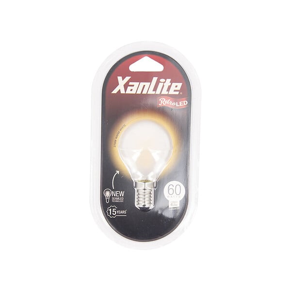 XANLITE - Ampoule Filament LED opaque, culot E14, puissance équivalente 60W, flux 806 lm, lumière blanc chaud 2700 K, usage intérieur, idéale chambre, salon et pièces à vivre - large