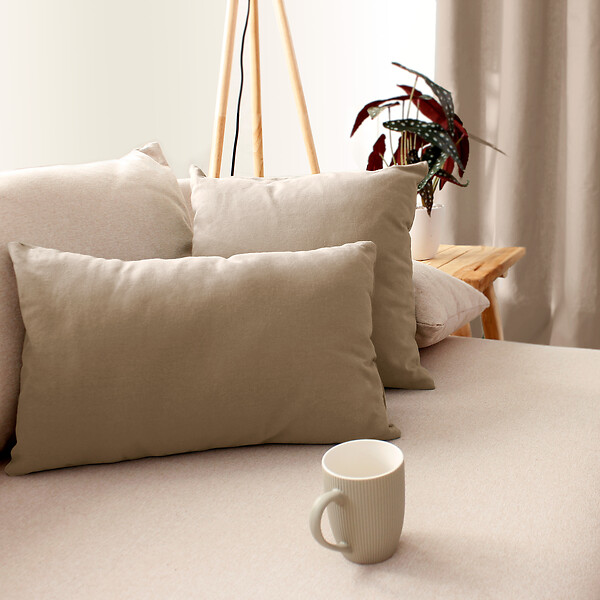 C MA DECO - Coussin non déhoussable 30x50cm coloris naturel - large