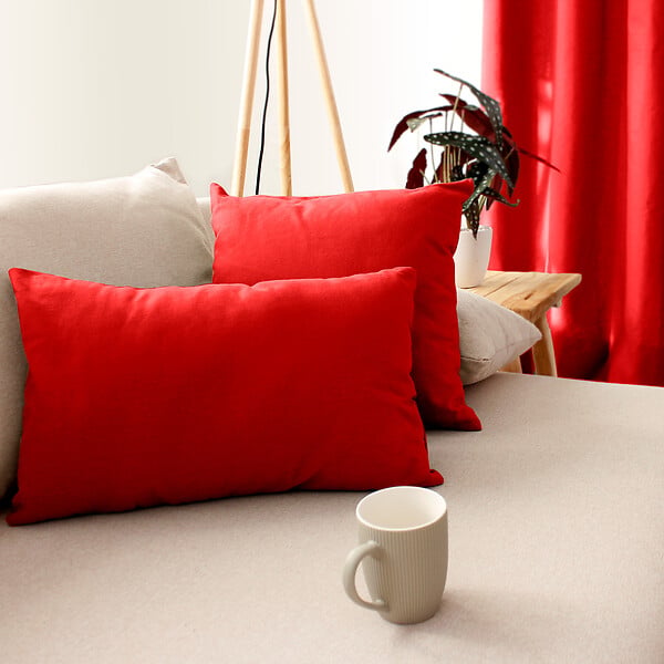 C MA DECO - Coussin déhoussable 40x40cm coloris rouge - large