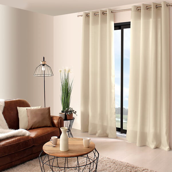 C MA DECO - Rideau 100% Polyester - Œillets - Ecru - 140x240cm - large
