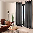 C MA DECO - Rideau 100% Polyester - Œillets - Gris foncé - 140x240cm - vignette