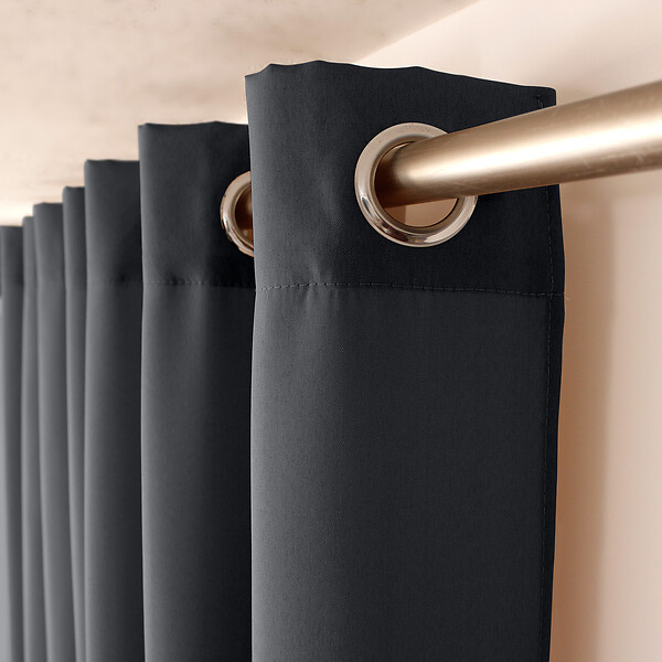 C MA DECO - Rideau 100% Polyester - Œillets - Gris foncé - 140x240cm - large