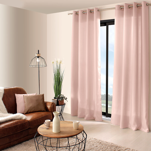 C MA DECO - Rideau 100% Polyester - Œillets - Vieux rose - 140x240cm - large