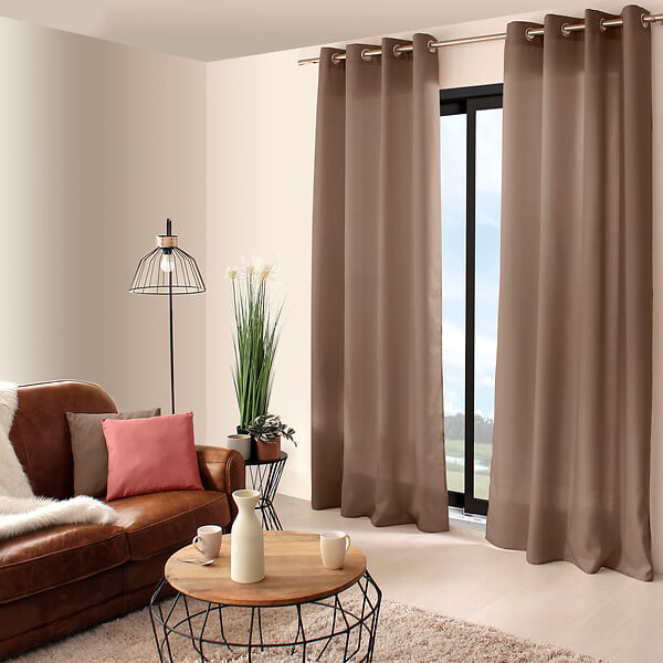 C MA DECO - Rideau 100% Polyester - Œillets - Vison - 140x240cm - large