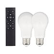 XANLITE - Pack connecté Kozii, 2 ampoules LED SMD connectées opaques, culot E27, forme A60, puissance 9W, flux 806 lm, éclairage RVB + CCT, avec télécommande connectée incluse, compatible Alexa et Google Home - vignette