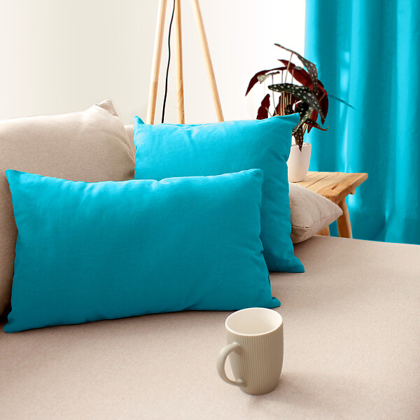 C MA DECO - Coussin non déhoussable 30x50cm coloris turquoise - large