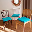 C MA DECO - Galette de chaise avec nouettes 40x40x2cm turquoise - vignette