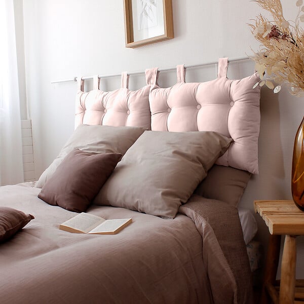 C MA DECO - Tête de lit 70x45cm avec pattes boutonnées coloris vieux rose - large