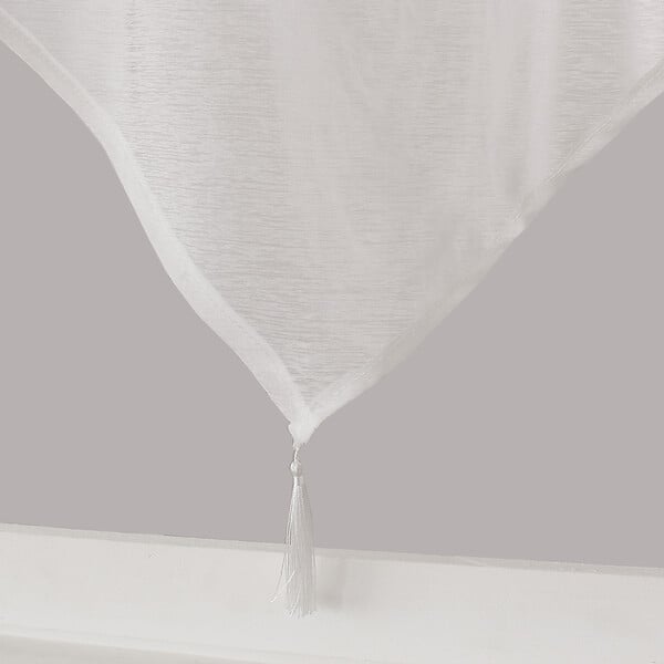 C MA DECO - Paire de voilages finition pointe avec pompon 2x60x160cm blanc - large
