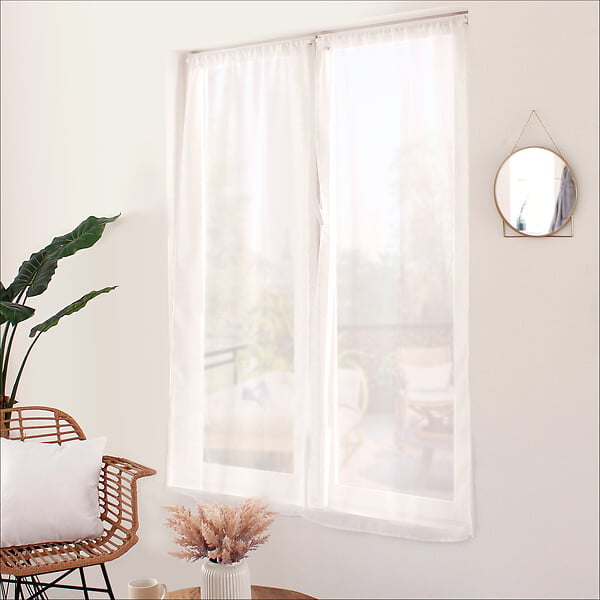 C MA DECO - Paire de voilage finition droite 2x70x160cm blanc - large