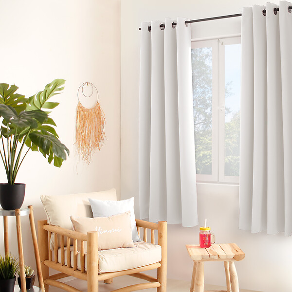 C MA DECO - Rideau occultant 8 oeillets 140x180cm blanc - large