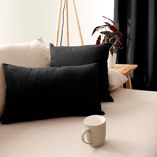 C MA DECO - Coussin non déhoussable 30x50cm coloris noir - large
