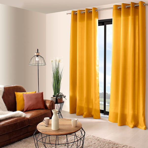 C MA DECO - Rideau 100% Polyester - Œillets - Moutarde - 140x240cm - large
