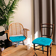 C MA DECO - Galette de chaise avec rabats et nouettes 40x40x2cm turquoise - vignette