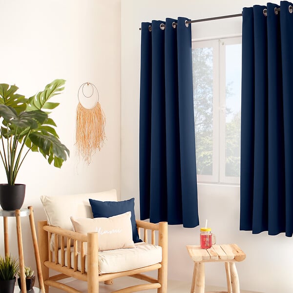 C MA DECO - Rideau occultant 8 oeillets 140x180cm bleu marine - large
