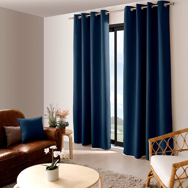 C MA DECO - Rideau occultant 8 oeillets 140x240cm bleu marine - large