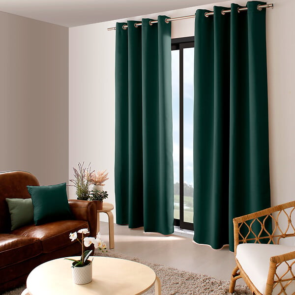 C MA DECO - Rideau occultant 8 oeillets 140x240cm vert foncé - large