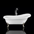 ROGIER & MOTHES - Baignoire sur pieds rétro RICHMOND Blanche 155 cm Pieds de Lion Bronze jaune vieilli - vignette
