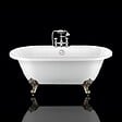 ROGIER & MOTHES - Baignoire sur pieds rétro CHELSEA Blanche 154 cm Pieds d'Aigle Bronze jaune vieilli - vignette