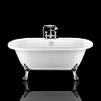 ROGIER & MOTHES - Baignoire sur pieds rétro CHELSEA Blanche 154 cm Pieds de Lion Bronze jaune vieilli - vignette