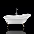 ROGIER & MOTHES - Baignoire sur pieds rétro RICHMOND Blanche 171 cm Pieds de Lion Bronze jaune vieilli - vignette