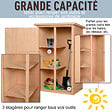 OUTSUNNY - Armoire abri de jardin remise pour outils - grande porte verrouillable loquet - 2 étagères - toit bitumé incliné bois de sapin pré-huilé - vignette
