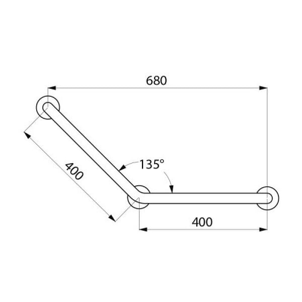 DELABIE - Barre Dappui Coudée 135° En Inox Poli Brillant Ultrapolish Ø32 400x400 À 3 Points De Fixation - large