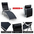 OUTSUNNY - Outsunny transat chaise longue bain de soleil pliable dossier inclinable multi-positions têtière fournie 137L x 64l x 101H cm métal époxy textilène noir - vignette