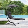 OUTSUNNY - Bain de soleil transat suspendu avec pare-soleil et matelas design contemporain 190L x 115l x 190H cm acier polyester gris foncé noir - vignette