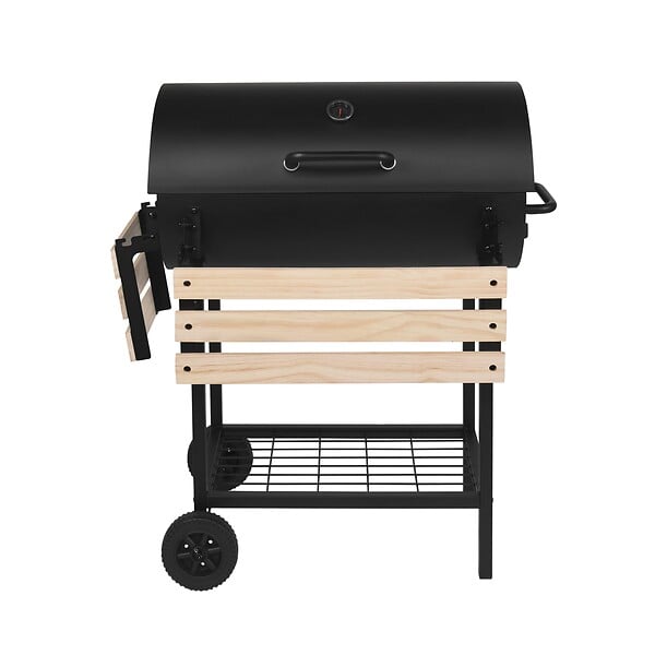 RED DECO - Barbecue fumoir au charbon de bois KENTUCKY Noir Acier inoxydable - large