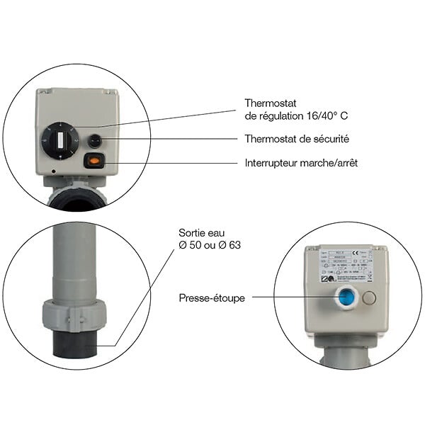 PSA - réchauffeur electrique en l 3kw mono ou triphasé - w40le03 - large