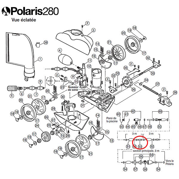 POLARIS - emerillon tournant à roulement à billes pour polaris 180/280/380 - d20 - large