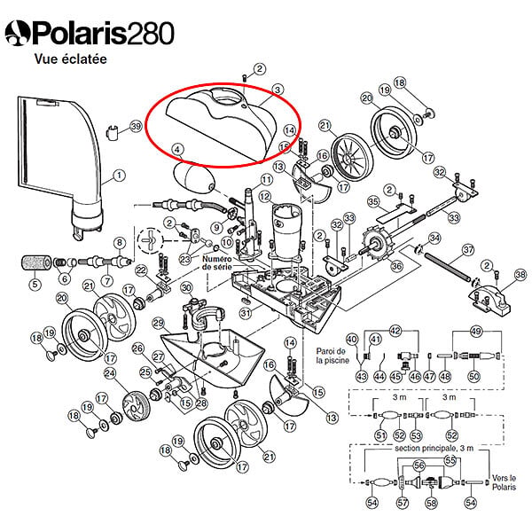 POLARIS - capot bleu de rechange pour polaris 280 - k5 - large