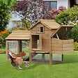 PAWHUT - Poulailler cottage cage à poules sur pied dim. 151L x 54l x 87H cm multi-équipement bois pin - vignette