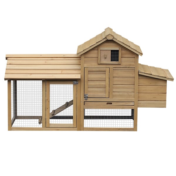 PAWHUT - Poulailler cottage cage à poules sur pied dim. 151L x 54l x 87H cm multi-équipement bois pin - large