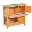 PAWHUT - Clapier à lapin cage à lapin double niveau plateaux coulissants 4 portes verrouillables toit ouvrant 90L x 45l x 90H cm - vignette