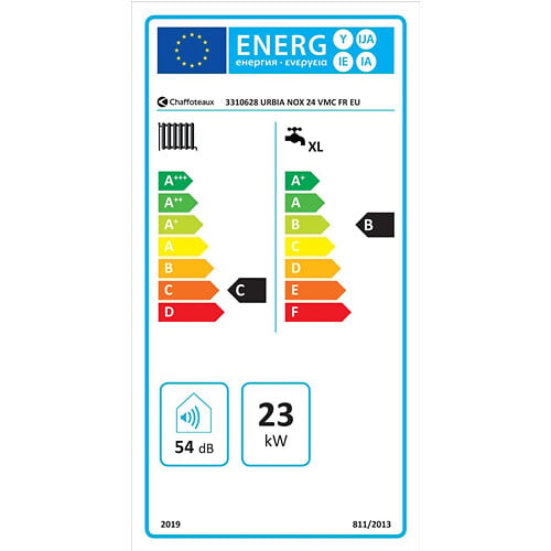 CHAFFOTEAU - Chaudière Gaz BasNox Urbia Nox Chaffoteaux 24 kW VMC Complète (Douilles + Dosseret) avec Thermostat Filaire - large